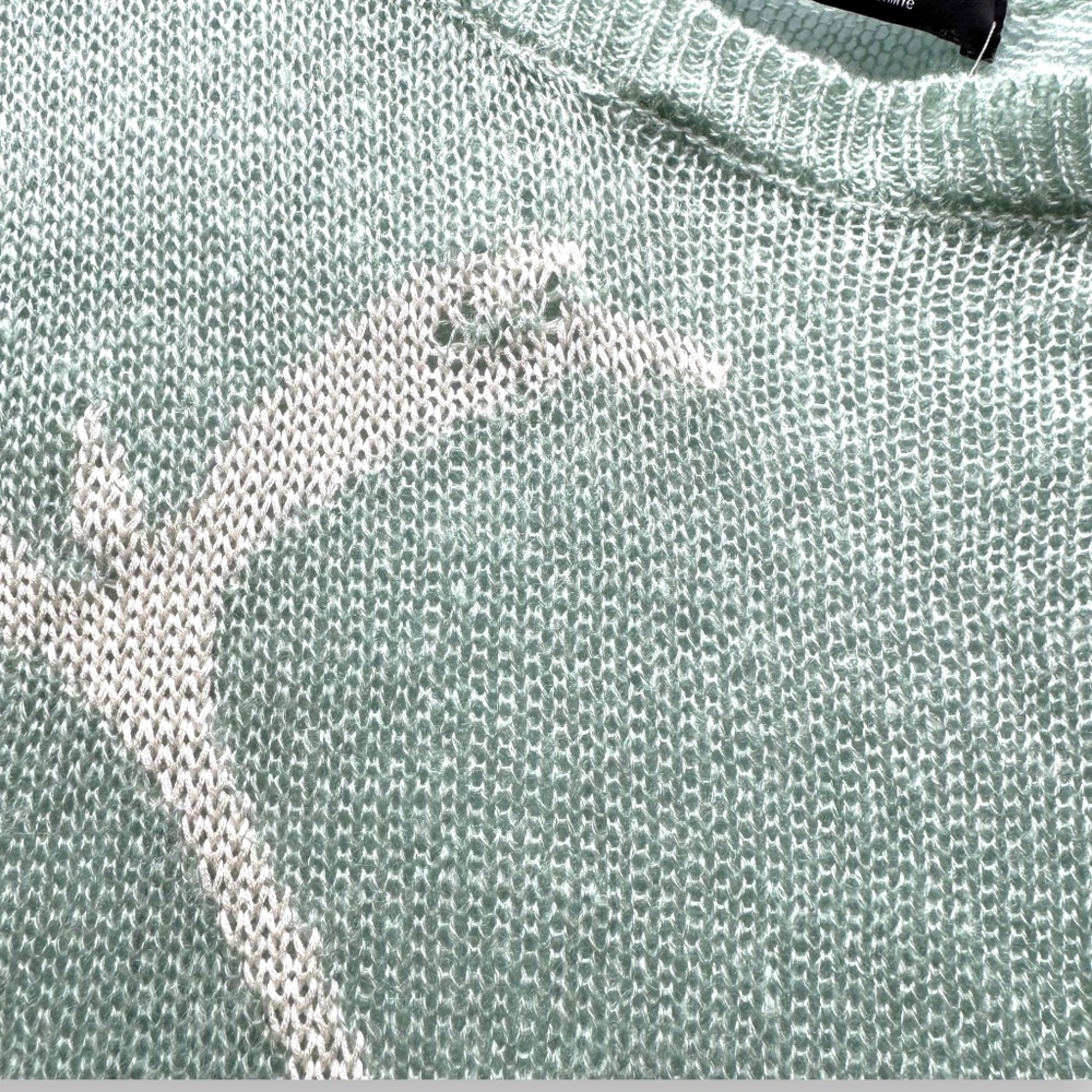 ROMWE mint distressed deer sweater sheer knit long sleeve - Picture 7 of 9